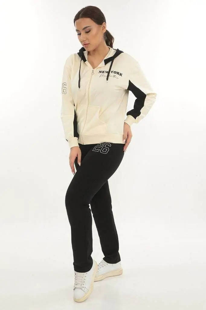 Women's Cream/Black Tracksuit Set — photograph 1