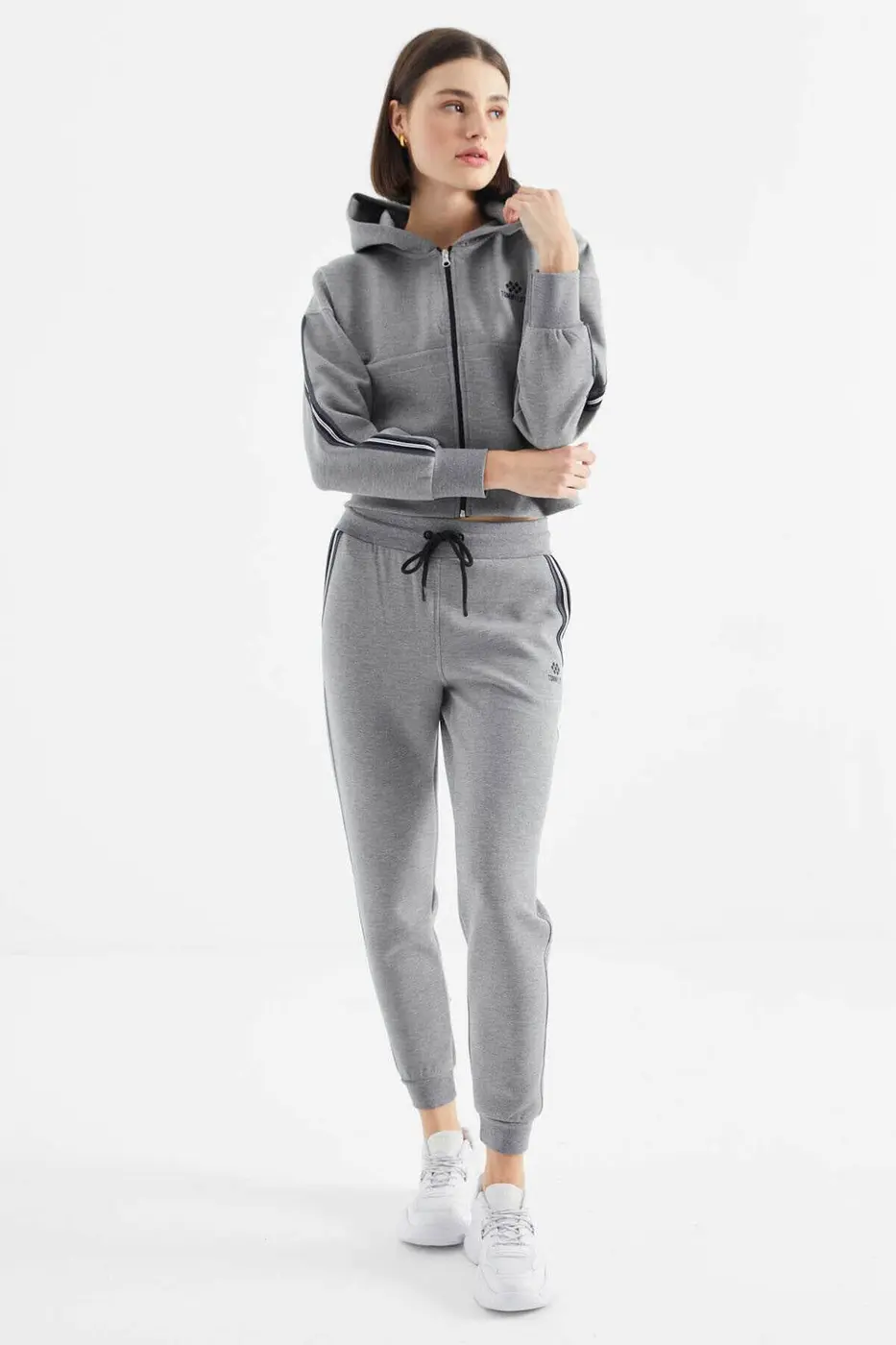 Women's Grey Zip-Up Tracksuit Set — photograph 1